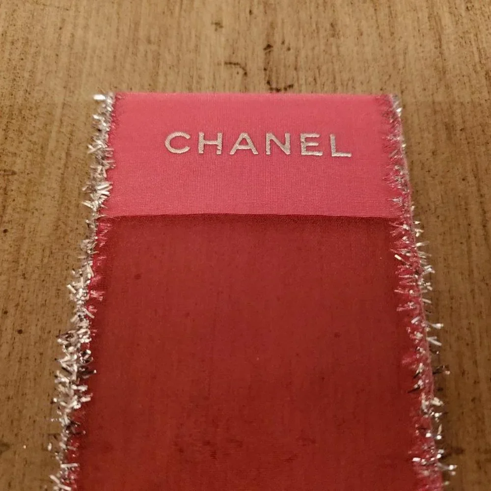 4x CHANEL HOLIDAY Red/Silver RIBBON Belly Band Gift Wrap Wrapping New AUTHENTIC